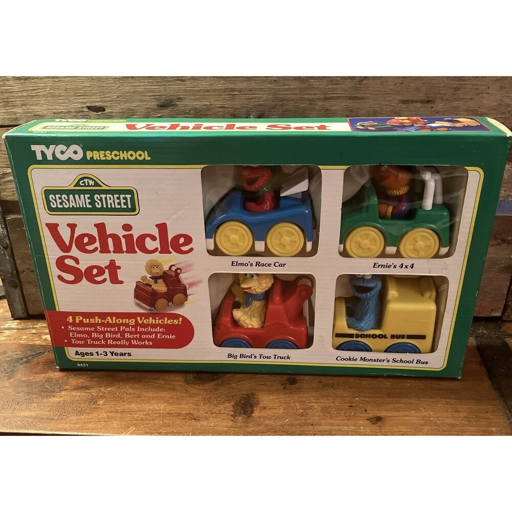 SESAME STREET VEHICLE SET Tyco Elmo Big Bird Cookie Monster Ernie 1996